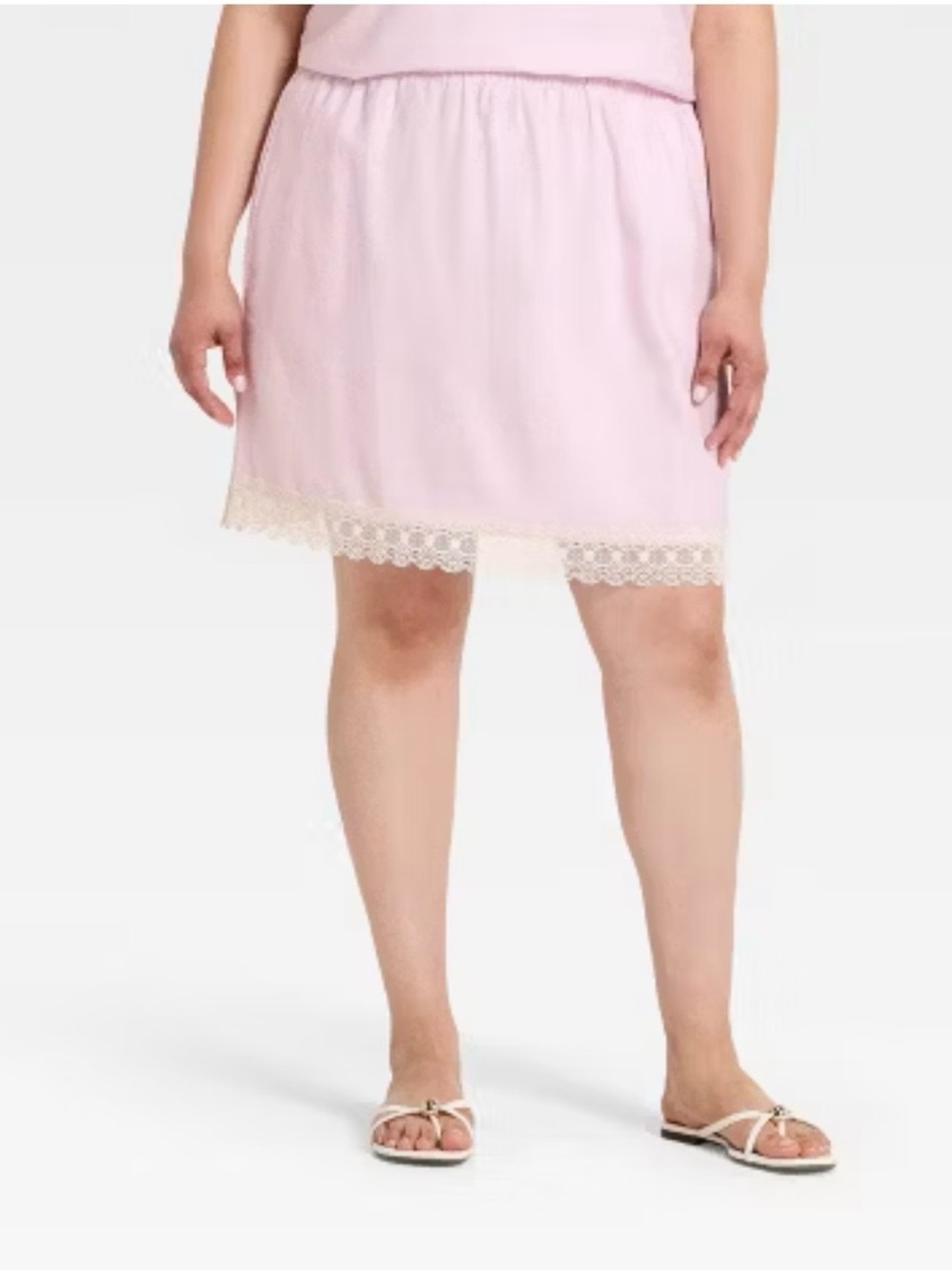 a new day Light Pink Lace Trim Mini Skirt 2X
